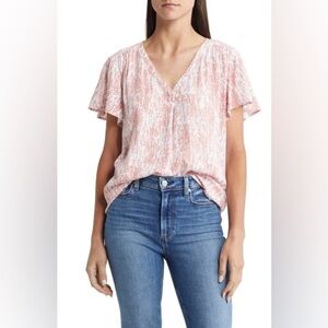 Caslon‎ Red and White Patterned Blouse